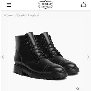 Black Leather Lace Up Boots, Womens Size 8